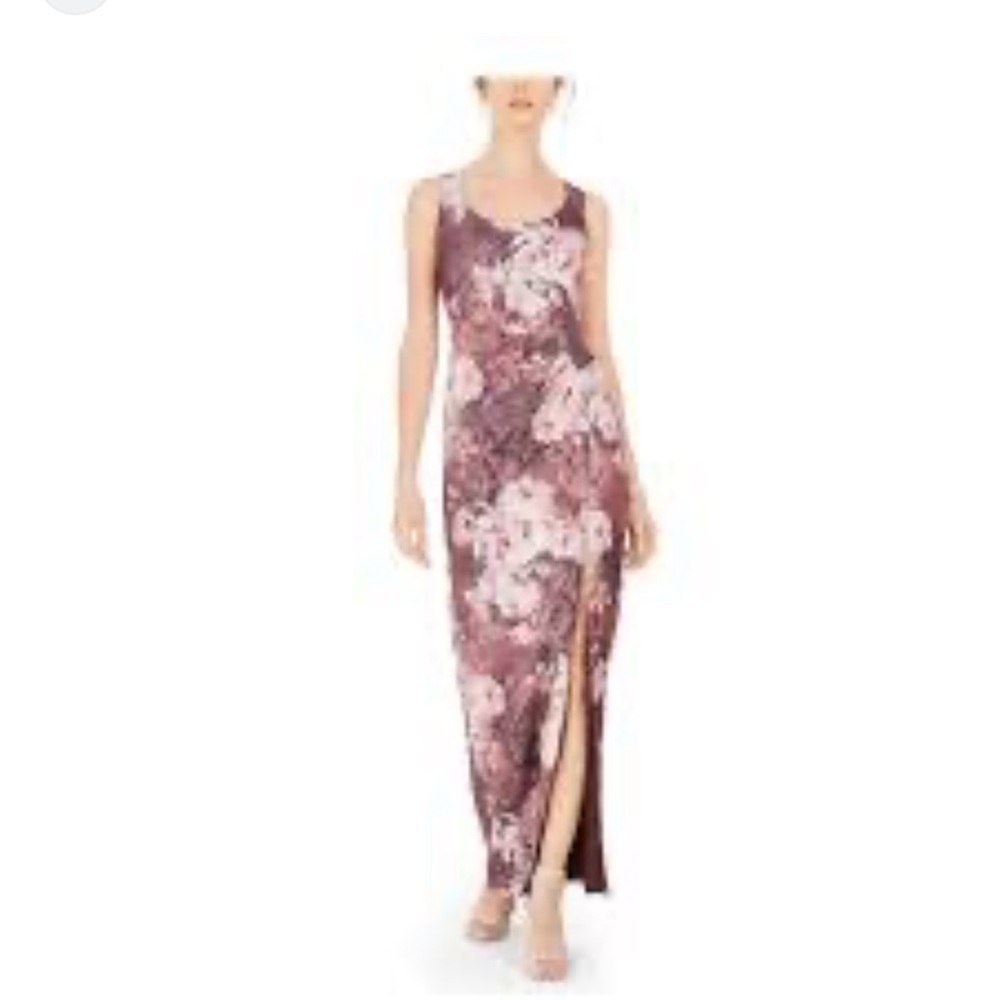 Adrianna Papell Floral Maxi Dress - Pink and White
